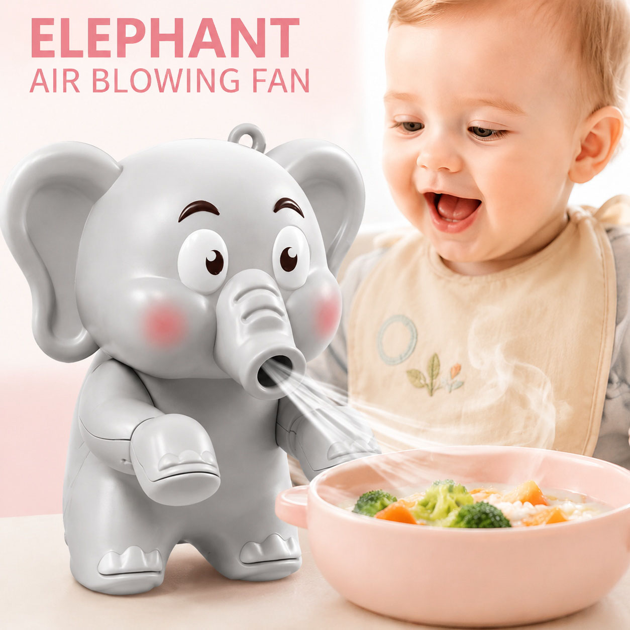 Baby Food Weaning - Elefant Elektrischer Wärmeabsorbierender Kühlventilator Hängende Schüssel