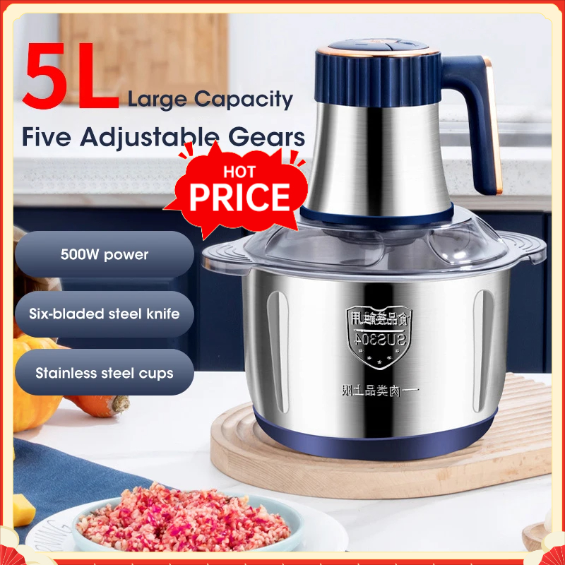 Baby Food Kids - 5L Elektrischer Fleischzerkleinerer aus 304 Edelstahl,