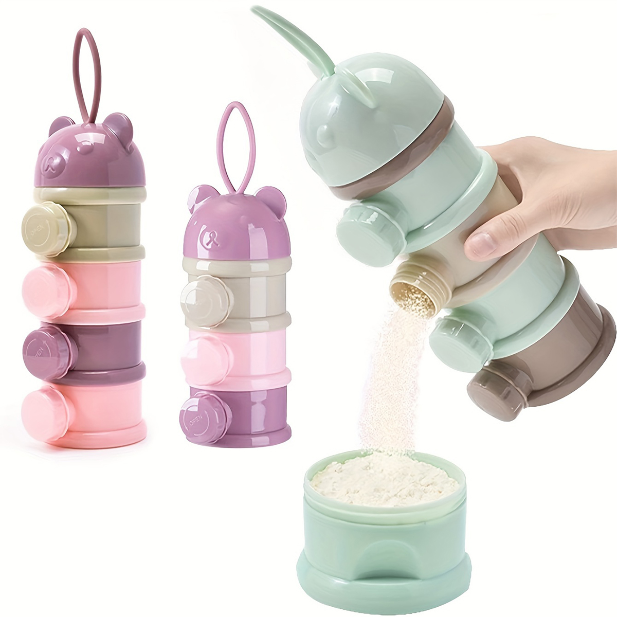 Baby Food Options - Baby-Milchpulverbehälter mit großem Fassungsvermögen und Riemen,