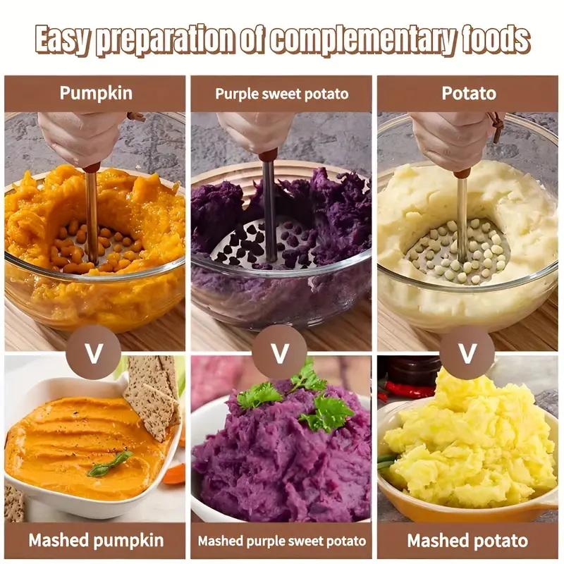 Baby Food With Sweet Potato - 1 Stück 201 Edelstahl-Kartoffelstampfer, Robuster Lila