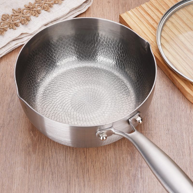 Baby Food Instant - Titanstahl-Schneeflachtopf mit Hammermuster, Haushaltstopf für Babynahrung,