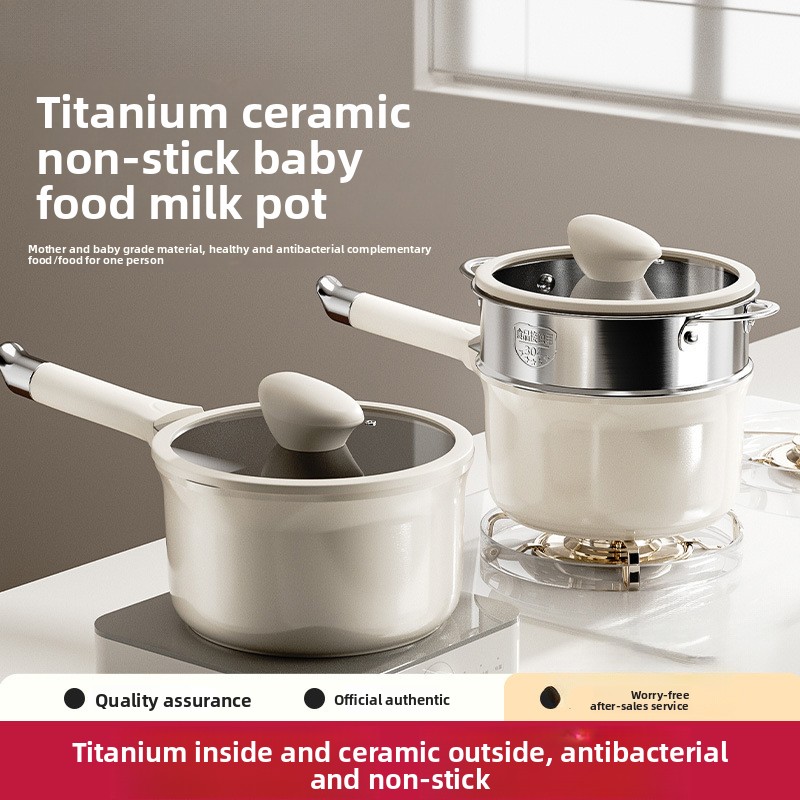 Baby Food Instant - Titan-Keramik-Milchtopf, kleiner Haushalts-Antihafttopf, Babynahrungszubereitungstopf, Ein-Personen-Topf zum